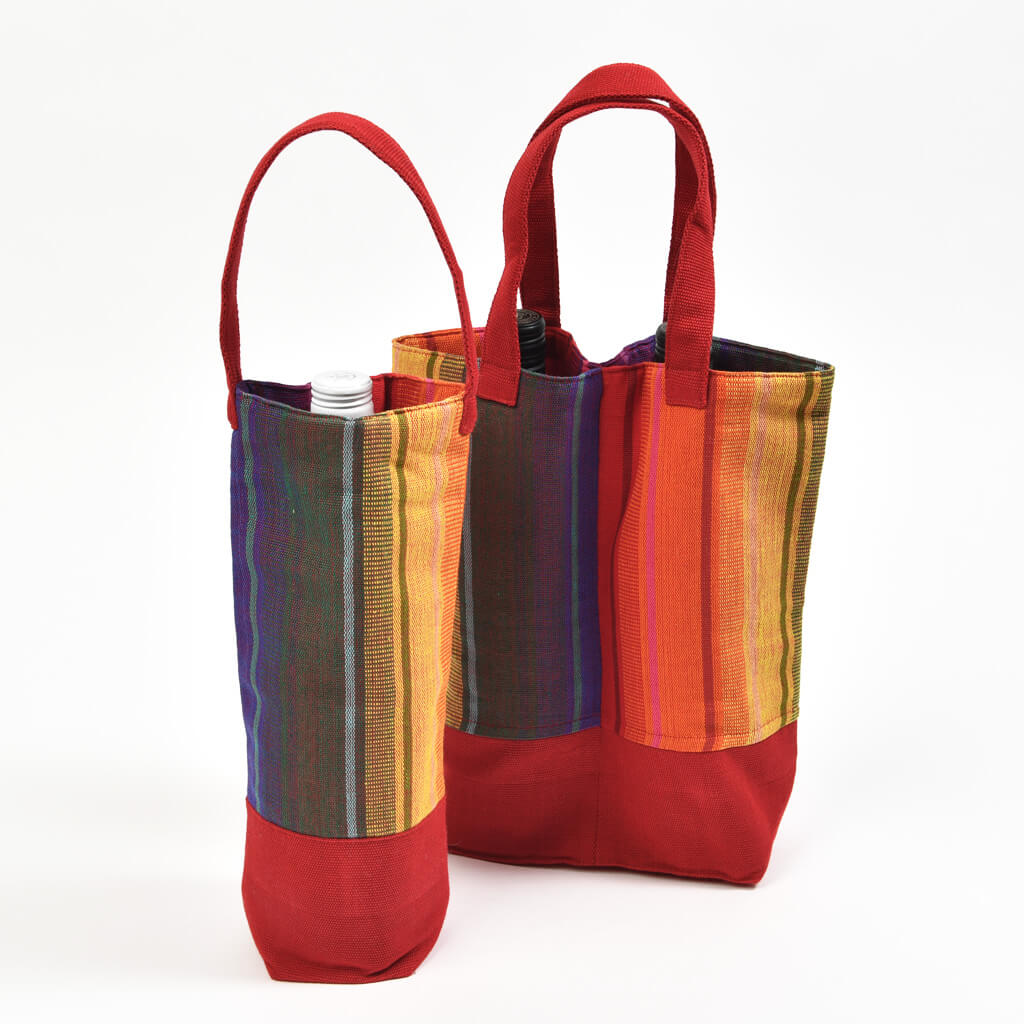 Wine Totes | Bright Rainbow Stripe