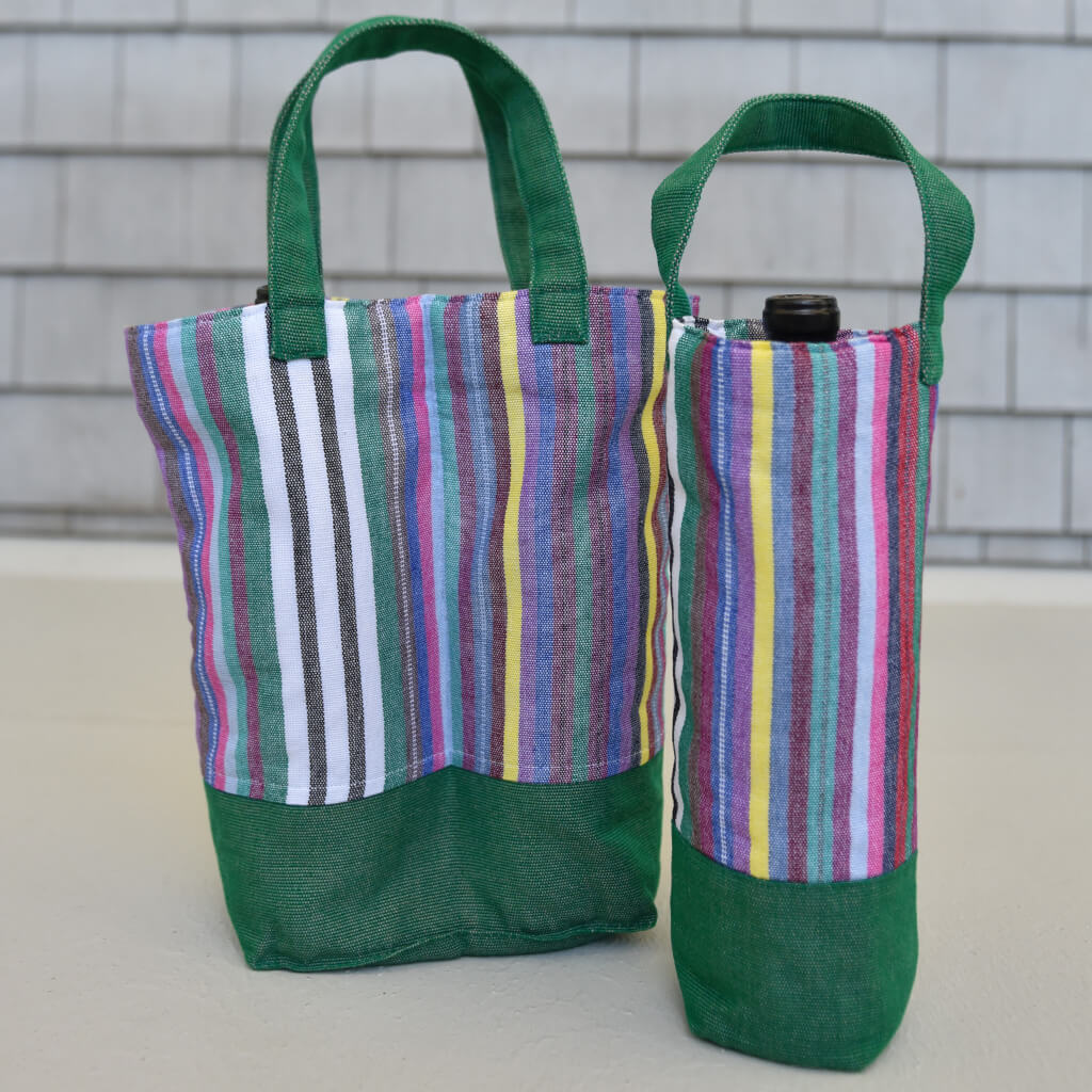 Wine Totes | Soft Multi Stripes