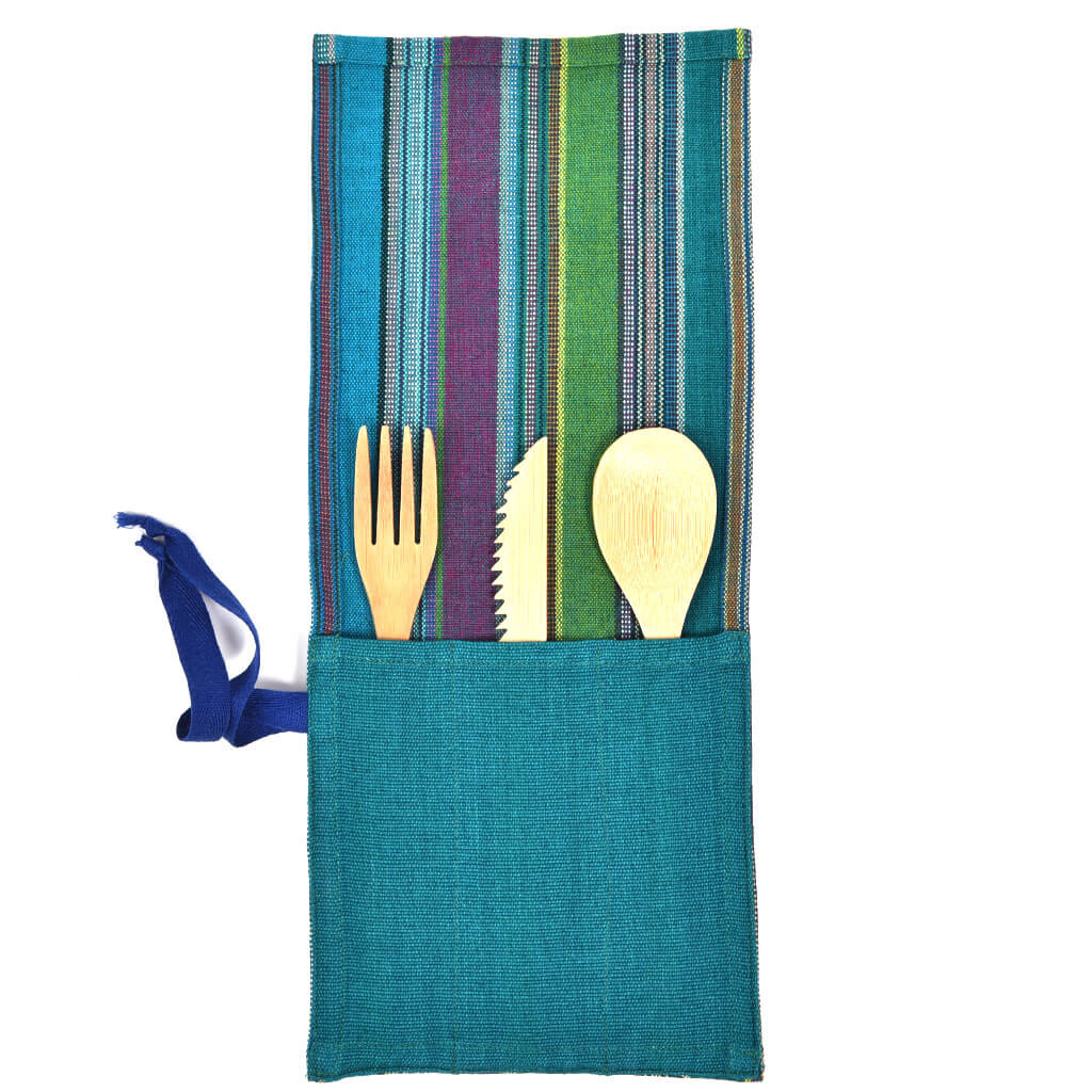 Hand Woven Utensil Wrap | Quetzal Jade