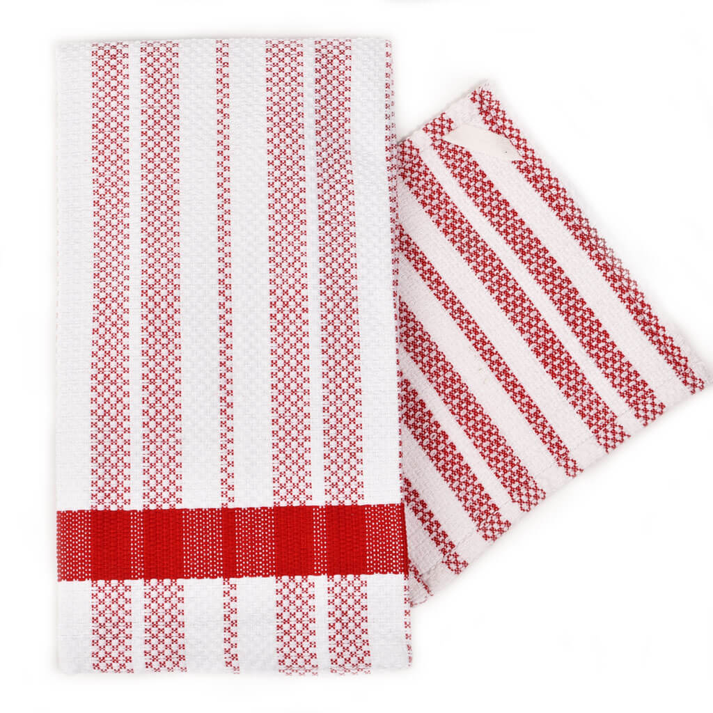 Hand Woven Dish Cloths | Red & White Striped
