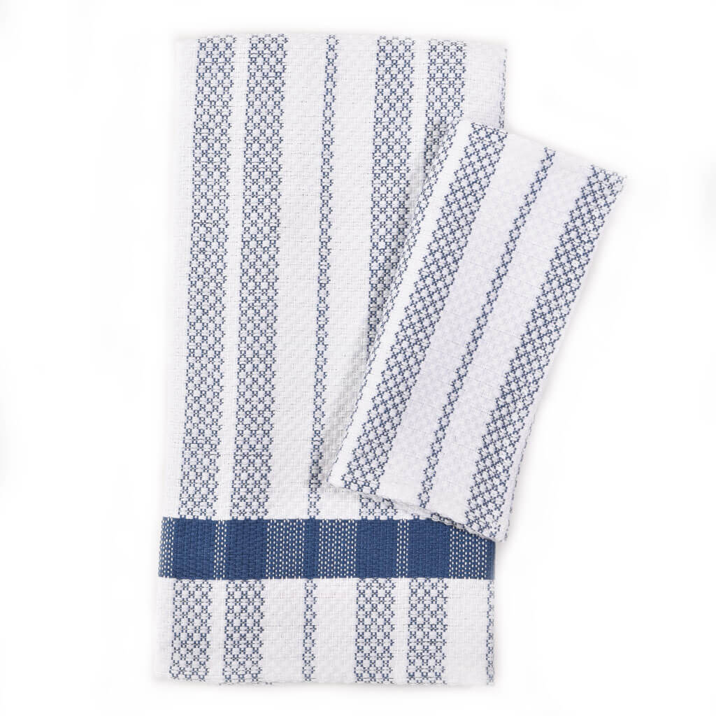 Blue Stripe Handwoven Dish Towels Fair Trade Mayamam Weavers