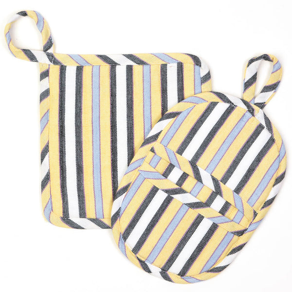 Hand woven Potholder Gift Set Caramel Stripes Fair Trade Mayamam