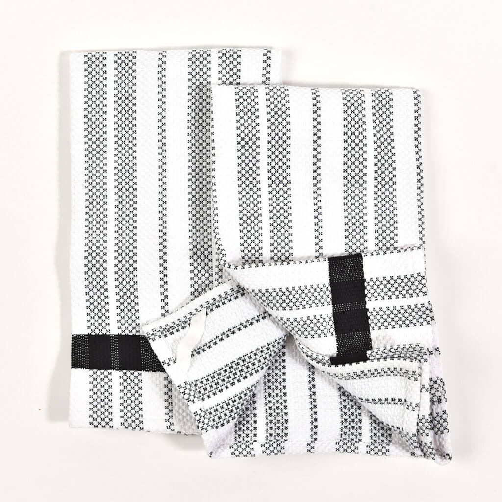 KITCHEN TOWEL SET OF 6 BORDER STRIPES, 18''x28'',BLACK-WHITE – Chardin Home