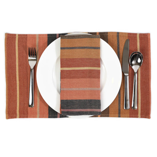 Caramel Stripes Handwoven Placemats Fair Trade Mayamam Weavers