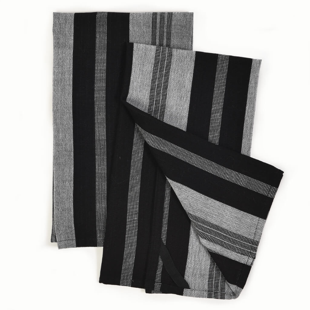 All-Clad Stripe Dual Sided Woven Kitchen Towel, Set of 3 - Black