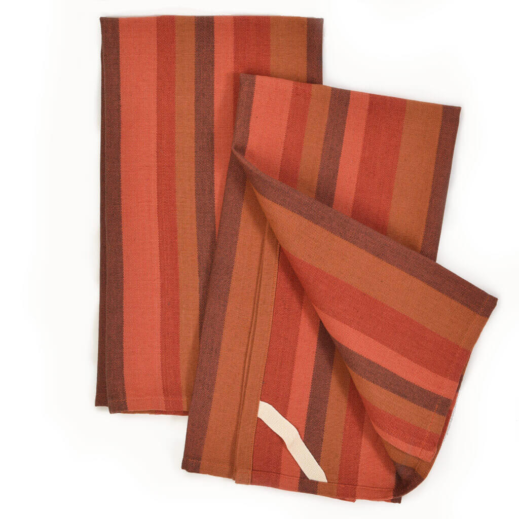 Brown Stripes Hand Woven Dish Towels Fair Trade Mayamam Weavers