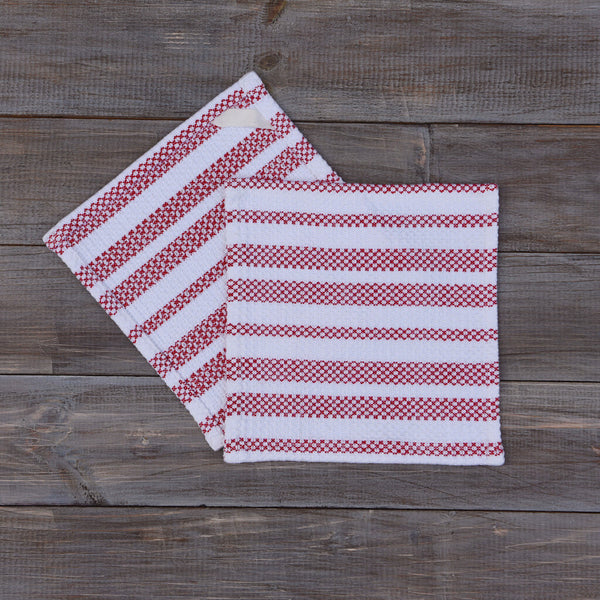 Hand Woven Hache Dish Towels Black White Red Fair Trade Mayamam Weavers