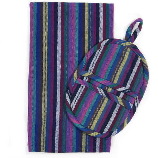 Mayamam Weavers Potholder Gift Set | Cobalt Blue Stripes One Size