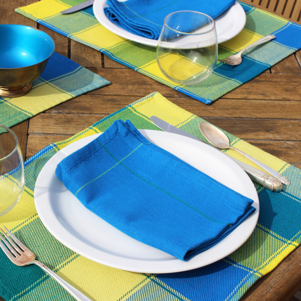 Turquoise & Teal Handwoven Dish Towels Fair Trade Mayamam Weavers