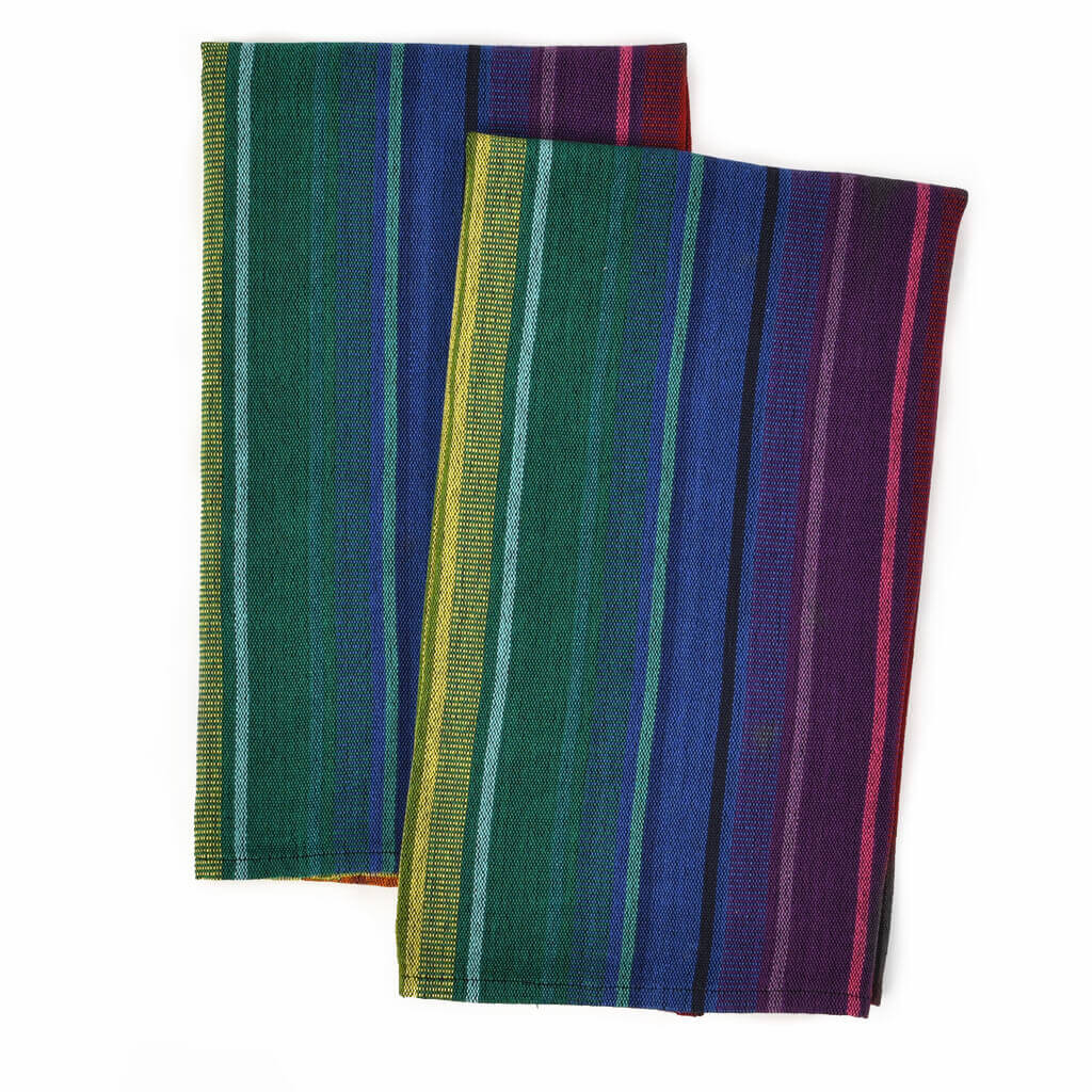 Linteum Textile Kitchen Towel Rag with Blue Stripe - 100% Cotton
