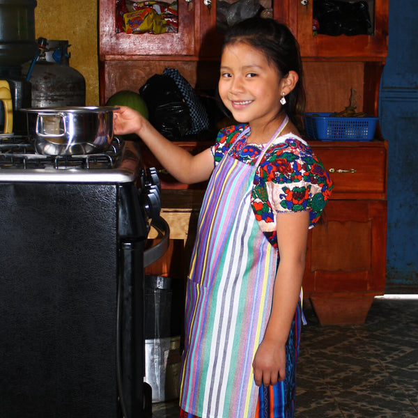 Mayamam Weavers Child & Adult Matching Bib Aprons | Cobalt Blue Stripes One Size