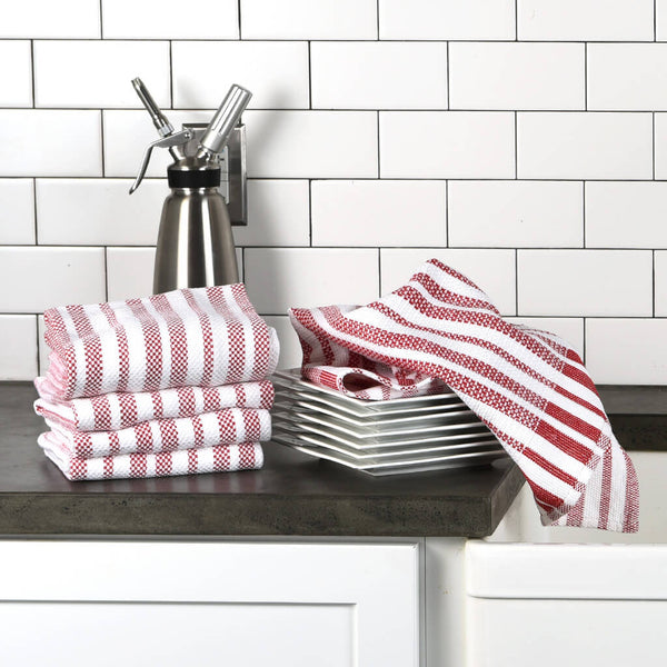 Striped Red Kitchen Linen Set