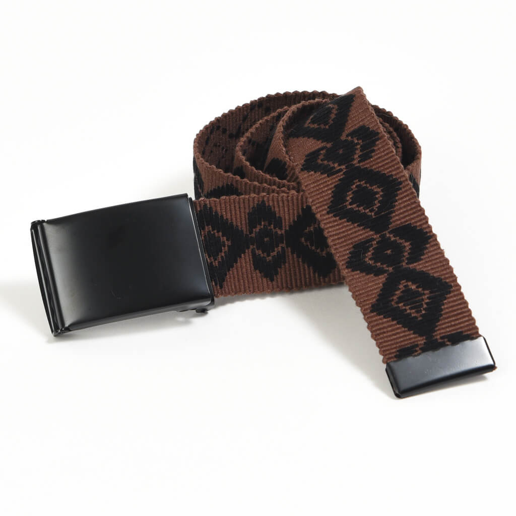 Embroidered brown leather belt
