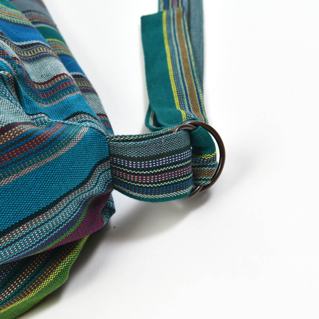 Hand Woven Yoga Bag Turquoise Blue Pockets Fair Trade Mayamam Weavers